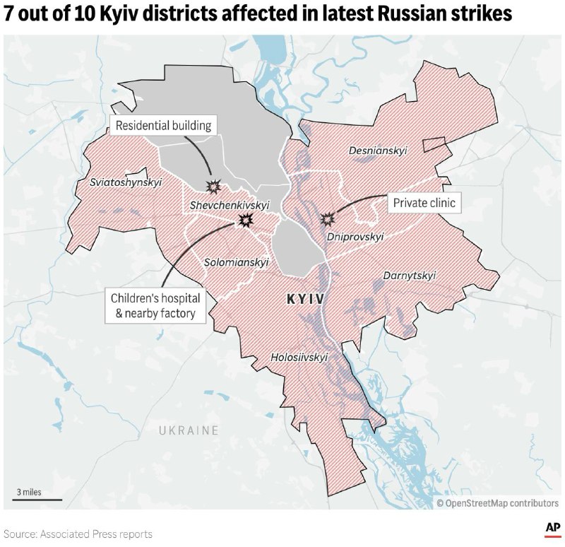 俄罗斯8日对乌克兰基辅、第聂伯罗彼得罗夫斯克、波克罗夫斯克等地的袭击已造成至少41名平民死亡、170人受伤