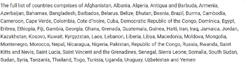 美国务院发言人说，美国将自1月21日起对巴西、泰国、蒙古、俄罗斯、埃及等75国公民停发签证，直至国务院完成制定“防止会消耗公共福利的外国人入境”的相关措施